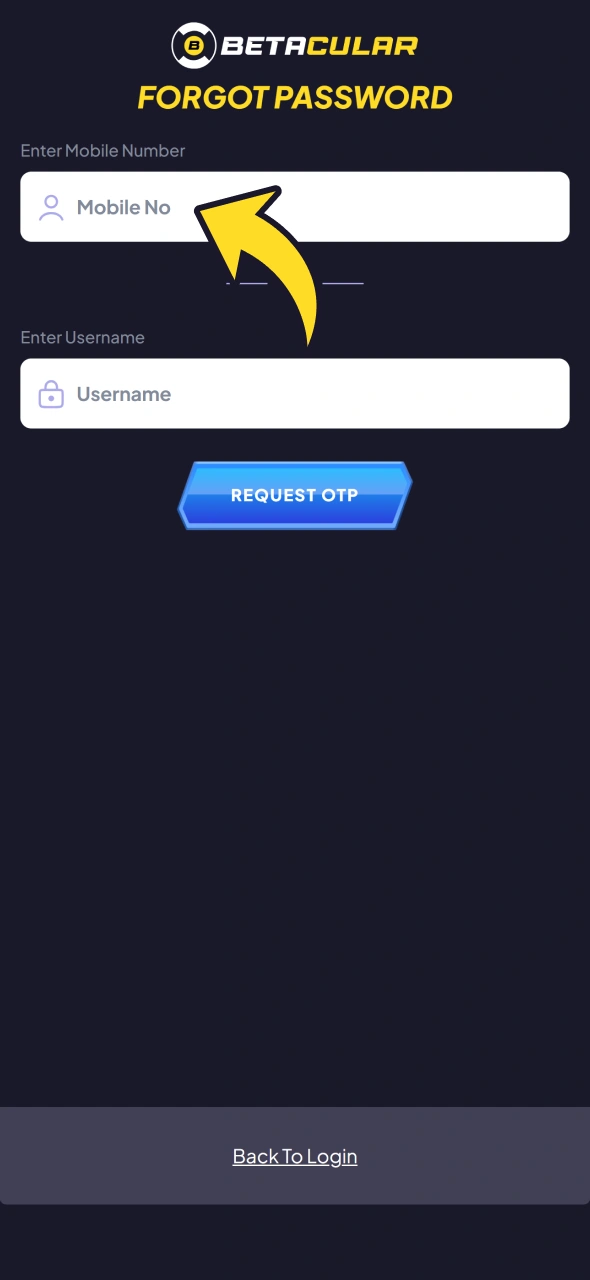 Reset your password in case you forgot it at Betacular app.