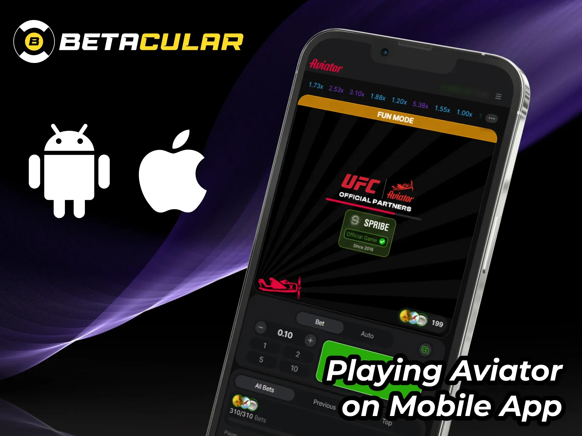 Play Aviator on your smartphone with Betacular app.
