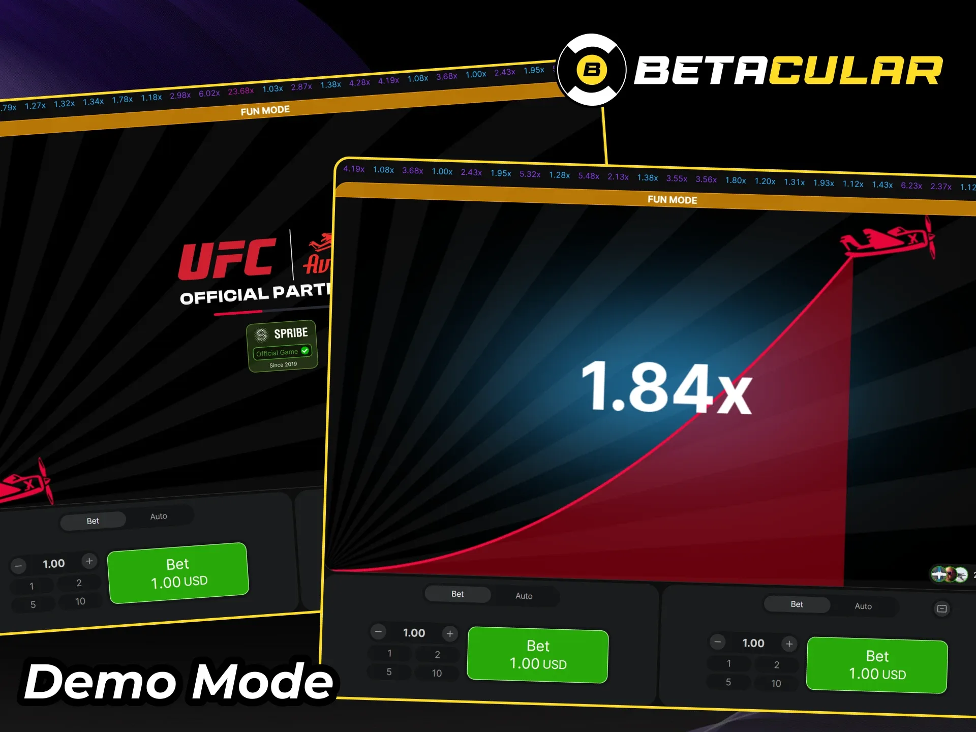 Try Aviator in demo mode before playing real at Betacular casino.