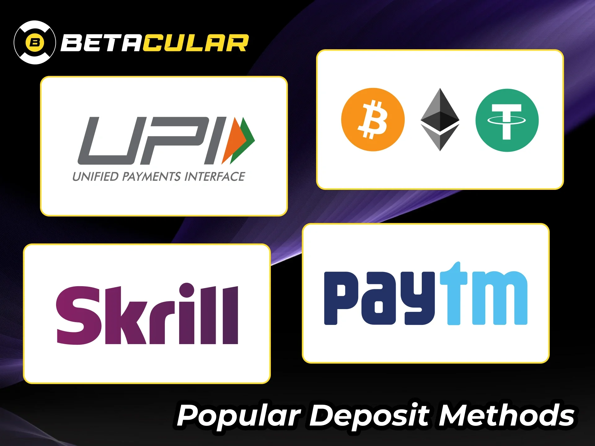 Use popular deposit methods for fast and secure payments at Betacular.